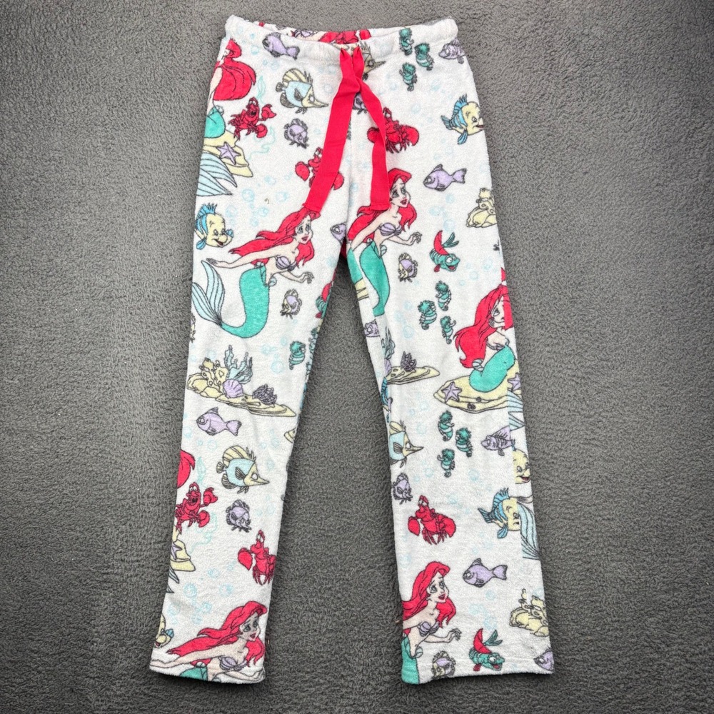 Disney Little Mermaid Ariel Fleece‎ Pajama Pants Kids Size S 4-6 Arctic White